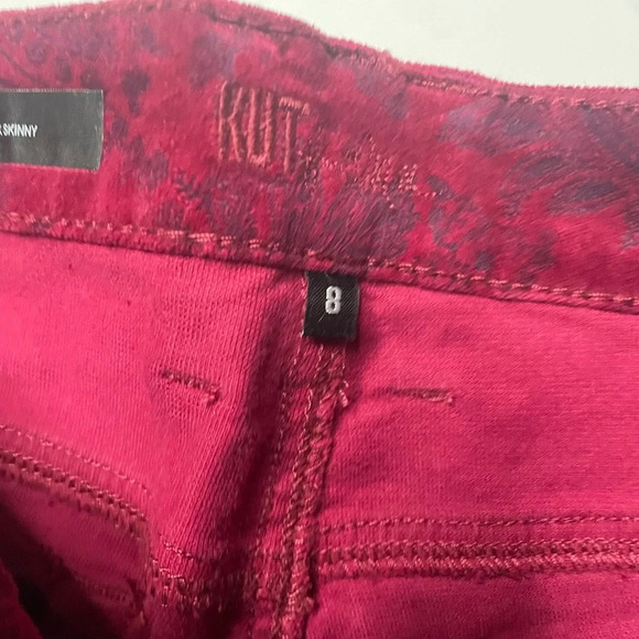 Kut From The Kloth Mia Toothpick Slim Fit Skinny Corduroy Floral Jeans Size 26 - Picture 8 of 10